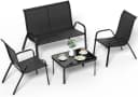 TLGREEN Gartenlounge-Set 4-teilig Schwarz Stahl Textilene Bild 2