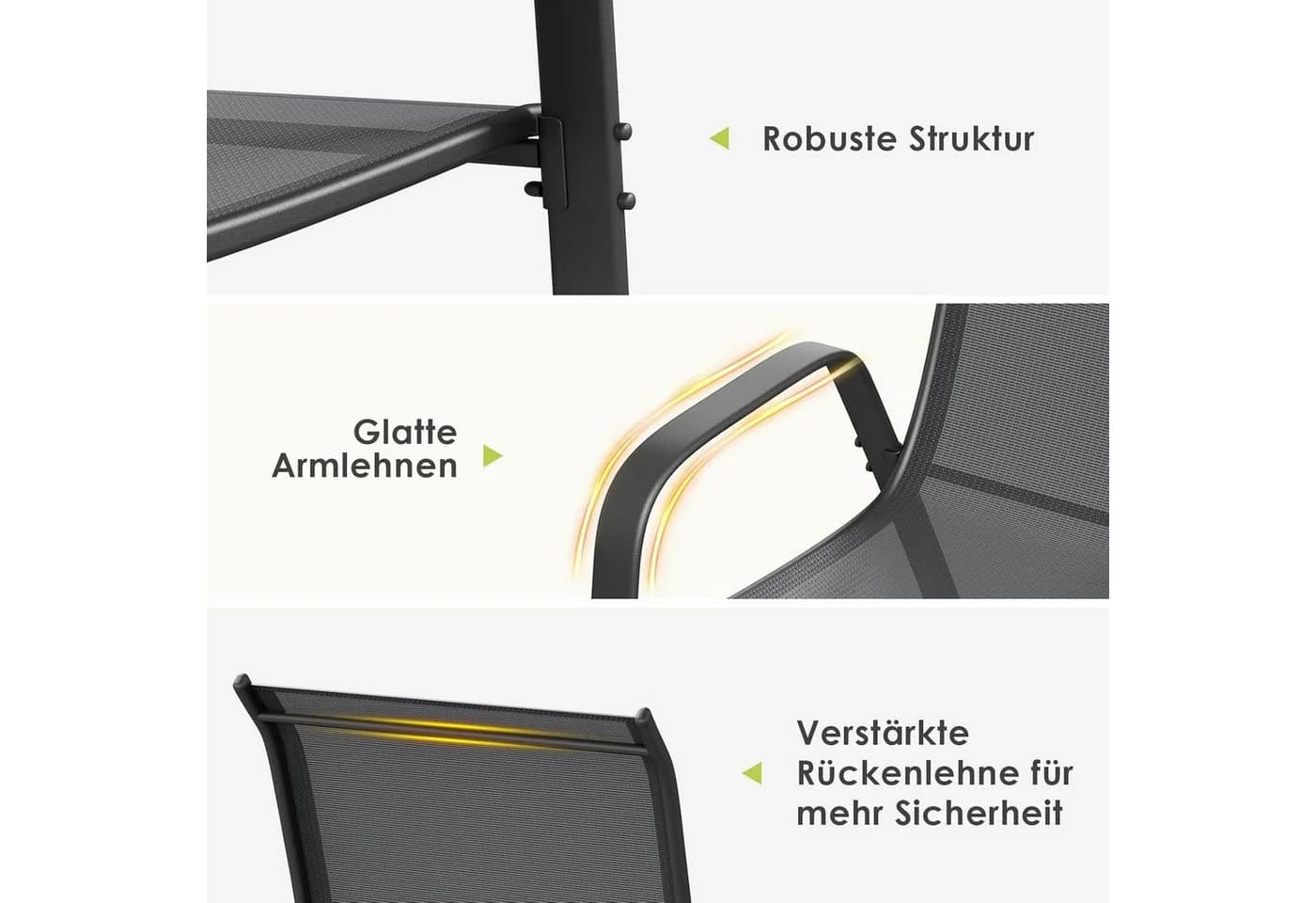 TLGREEN Gartenlounge-Set 4-teilig Schwarz Stahl Textilene - Bild 3