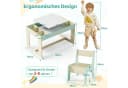 TLGREEN Kindertisch mit 2 Stühlen, Blau/Weiß, mit wendbarer Tafel Bild 3