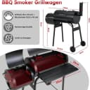 TLGREEN Holzkohlegrill 2-in-1 Smoker mit Thermometer & Rädern Schwarz Bild 1