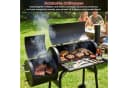 TLGREEN Holzkohlegrill 2-in-1 Smoker mit Thermometer & Rädern Schwarz Bild 5