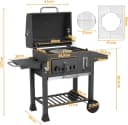 TLGREEN Holzkohlegrill XXL Grillwagen mit Deckel grau Bild 1