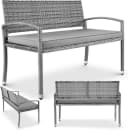 TLGREEN Gartenbank 2-Sitzer Grau PE-Rattan Metallrahmen Bild 2