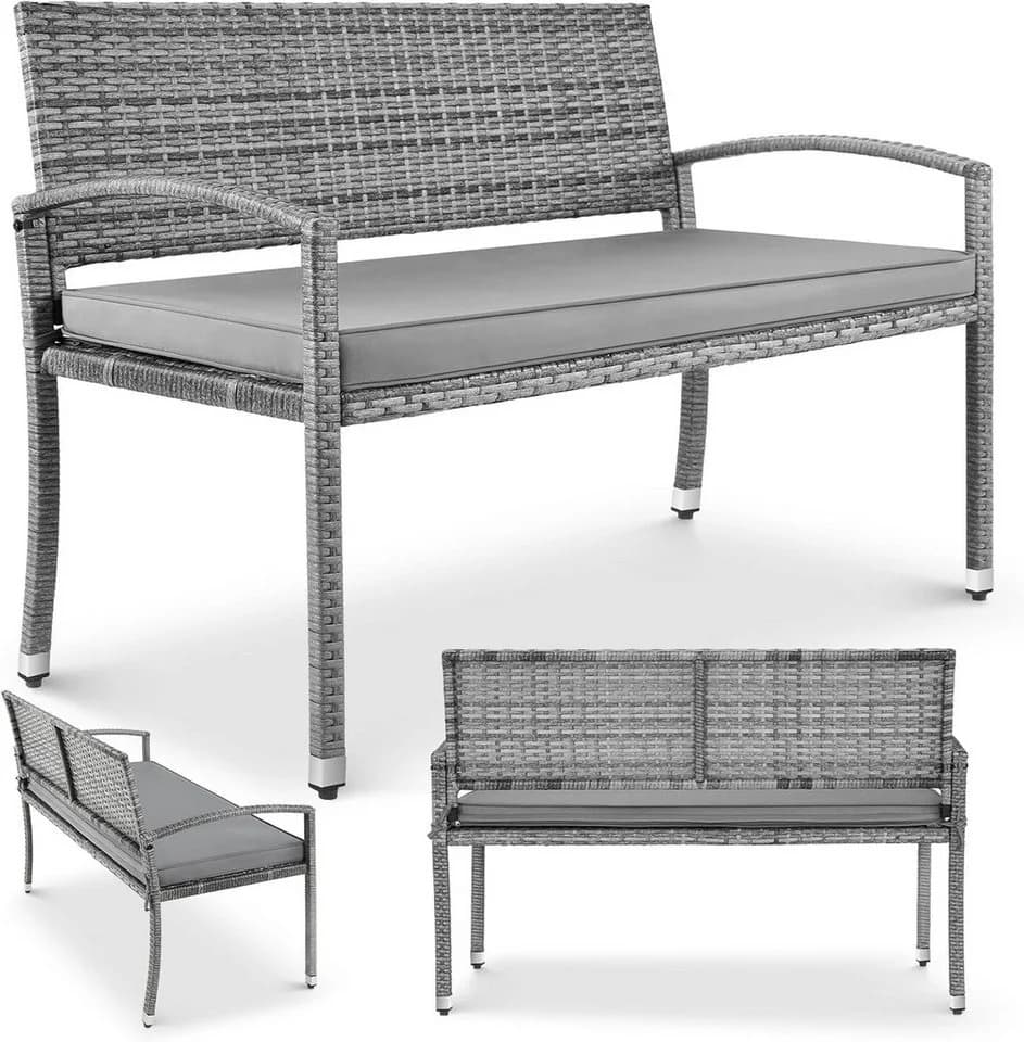 TLGREEN Gartenbank 2-Sitzer Grau PE-Rattan Metallrahmen - Bild 2