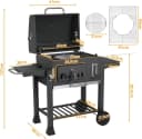 TLGREEN Holzkohlegrill XXL Grillwagen mit Deckel 3-Zonen Multifunktional Bild 3