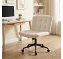 TLGREEN Drehstuhl Samt beige höhenverstellbar mit Rollen Bild 2
