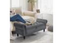 TLGREEN Bettbank Doppelter Hocker mit Stauraum Beige Samt Bild 3