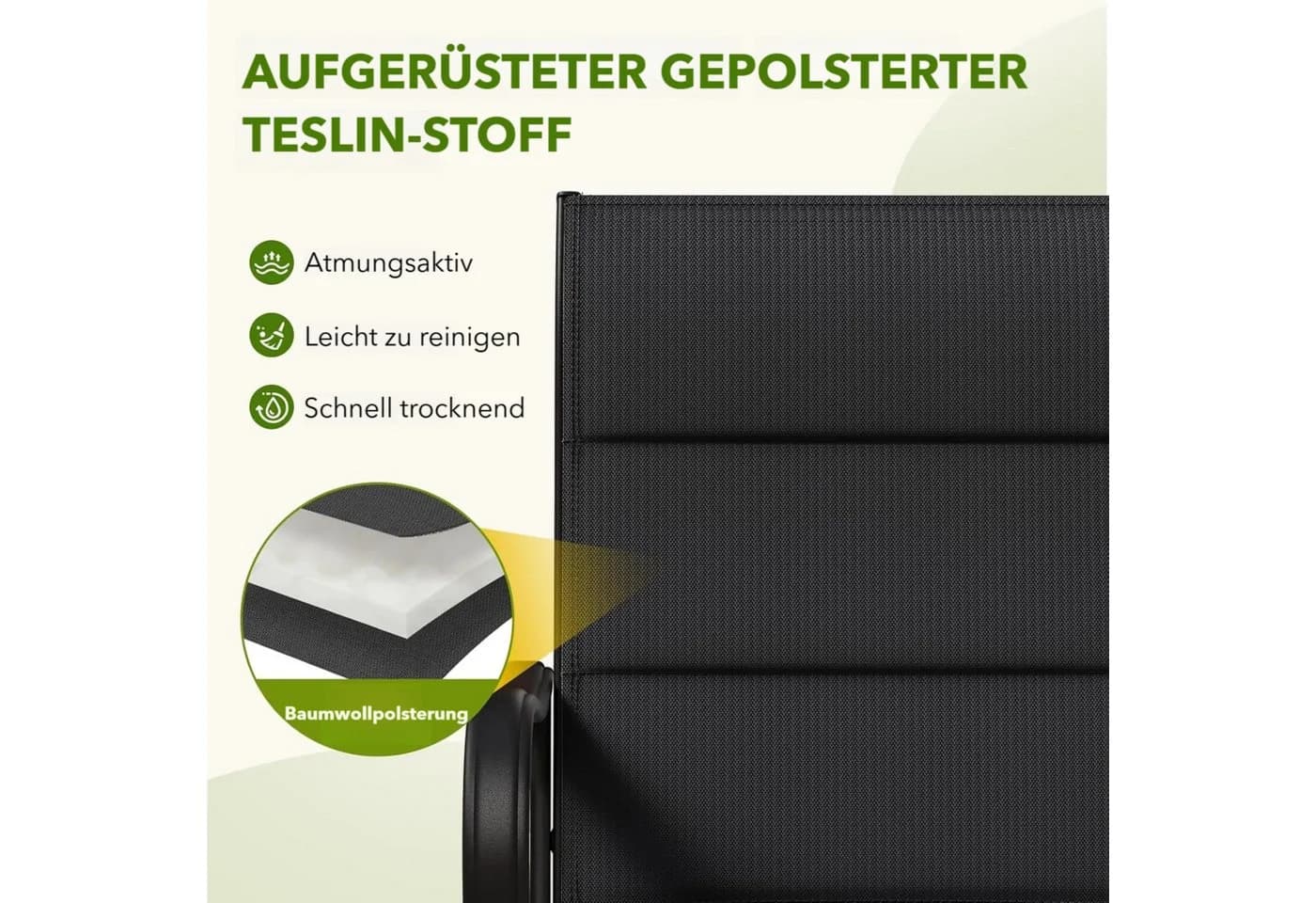 TLGREEN Gartenstuhl Hochlehner 2er Set Schwarz 360° drehbar - Bild 5