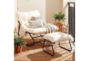 TLGREEN Schaukelstuhl mit Hocker, gepolstert, beige, Metall Bild 1