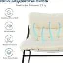 TLGREEN Schaukelstuhl mit Hocker, gepolstert, beige, Metall Bild 4