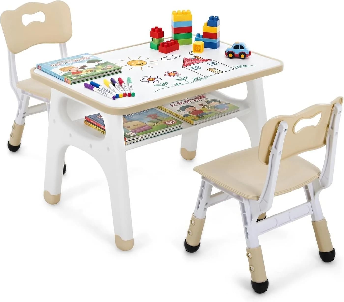 TLGREEN Kindertisch Set mit höhenverstellbarem Stuhl und Stauraum - Bild 2