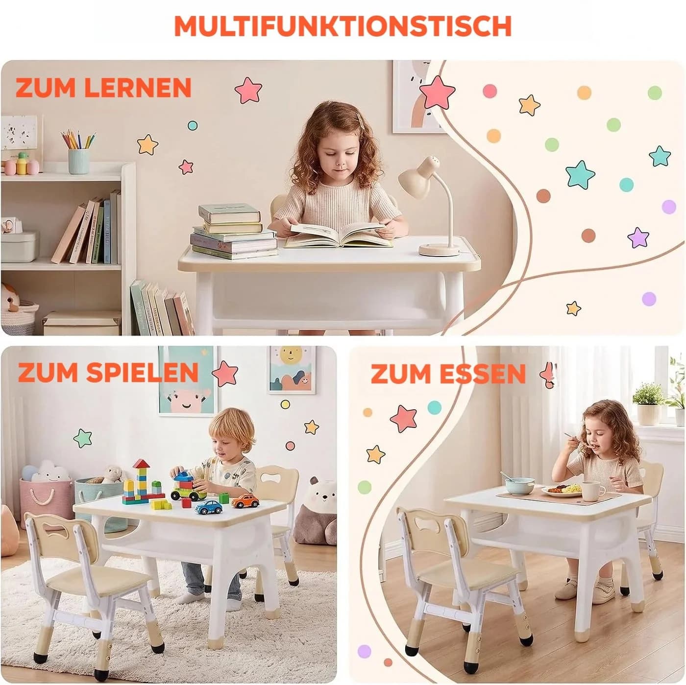TLGREEN Kindertisch Set mit höhenverstellbarem Stuhl und Stauraum - Bild 5