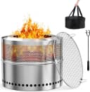 TLGREEN Feuerschale 50cm Edelstahl Raucharm mit Grillrost & Tragetasche Bild 2