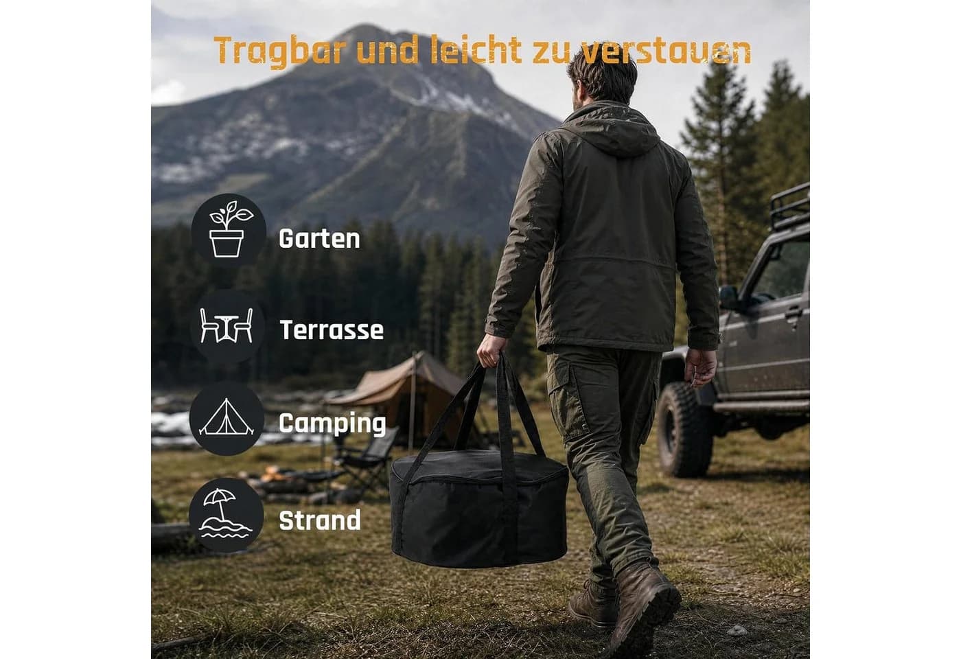 TLGREEN Feuerschale 50cm Edelstahl Raucharm mit Grillrost & Tragetasche - Bild 5