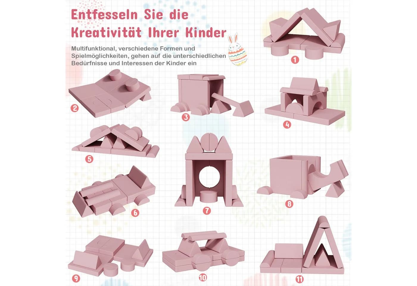 TLGREEN Kindersofa 15-teilig Rosa Modulares Spielsofa - Bild 3