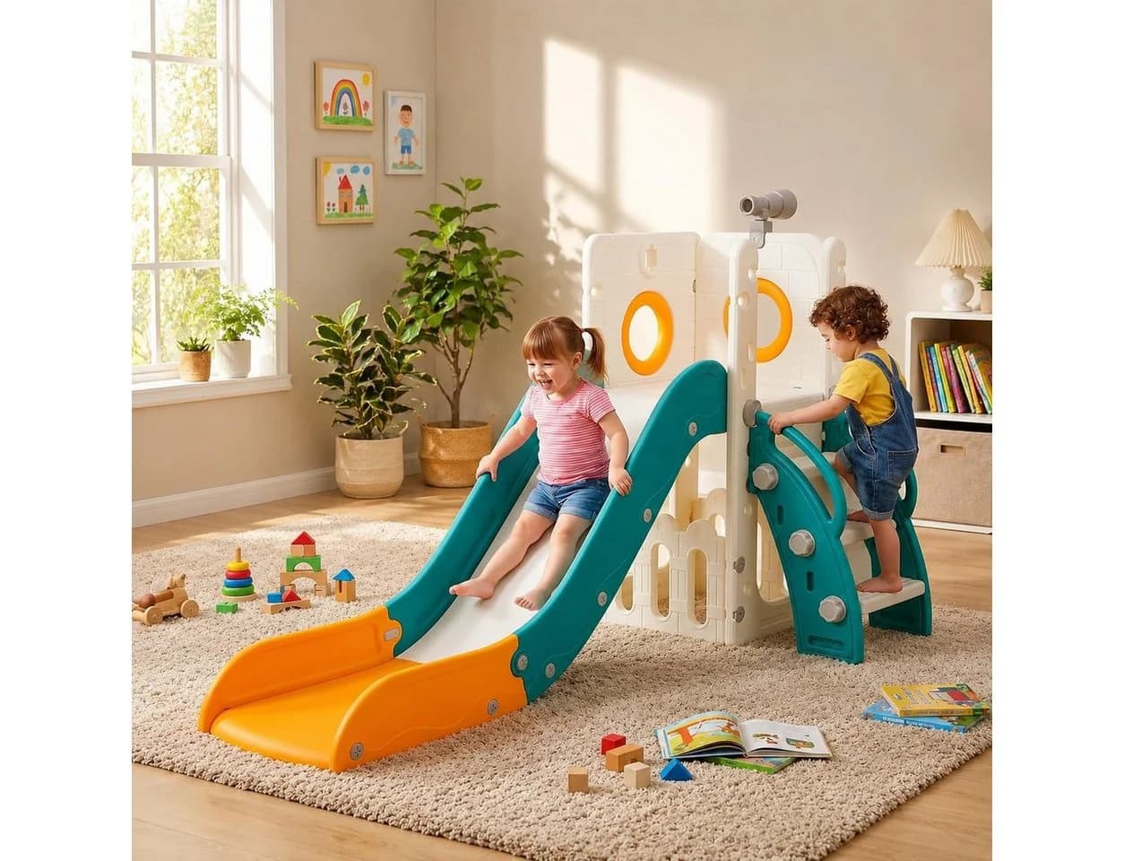 TLGREEN Kinderrutsche mit Stauraum & Kletterstufen, HDPE Kunststoff, ab 1 Jahr - Bild 2