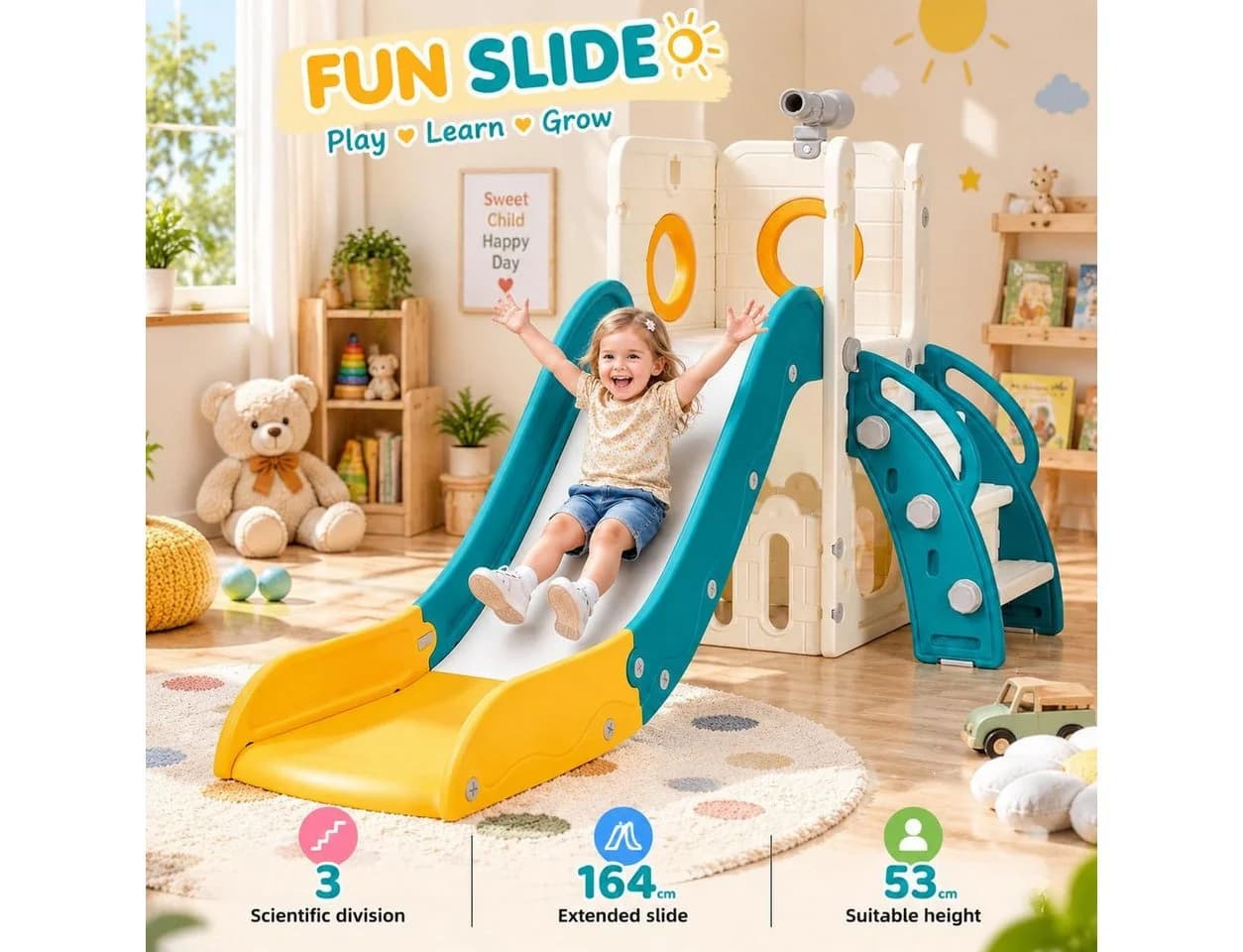 TLGREEN Kinderrutsche mit Stauraum & Kletterstufen, HDPE Kunststoff, ab 1 Jahr - Bild 3