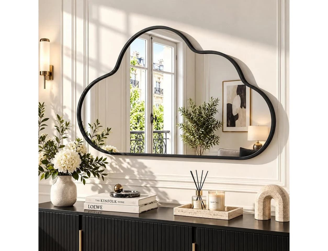TLGREEN Dekospiegel Wolke 60x100cm Schwarz Aluminium - Bild 2
