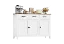 HOMECHO Sideboard 120 cm Weiß/Braun mit 3 Schubladen Bild 2