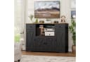HOMECHO Sideboard Schwarz mit Steckdosen und verstellbaren Ablagen Bild 3