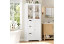 HOMECHO Hochschrank Weiß mit 3 Türen und 3 Schubladen Bild 1