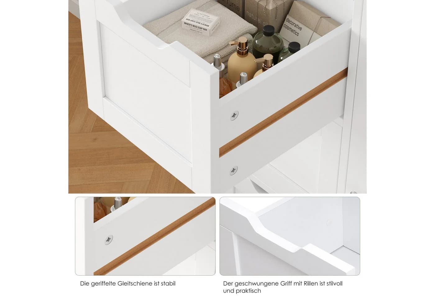 HOMECHO Hochschrank Weiß mit 3 Türen und 3 Schubladen - Bild 5