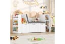 HOMECHO Kinderregal mit Sitzbank und Spielzeugaufbewahrung Rosa/Weiß Bild 4