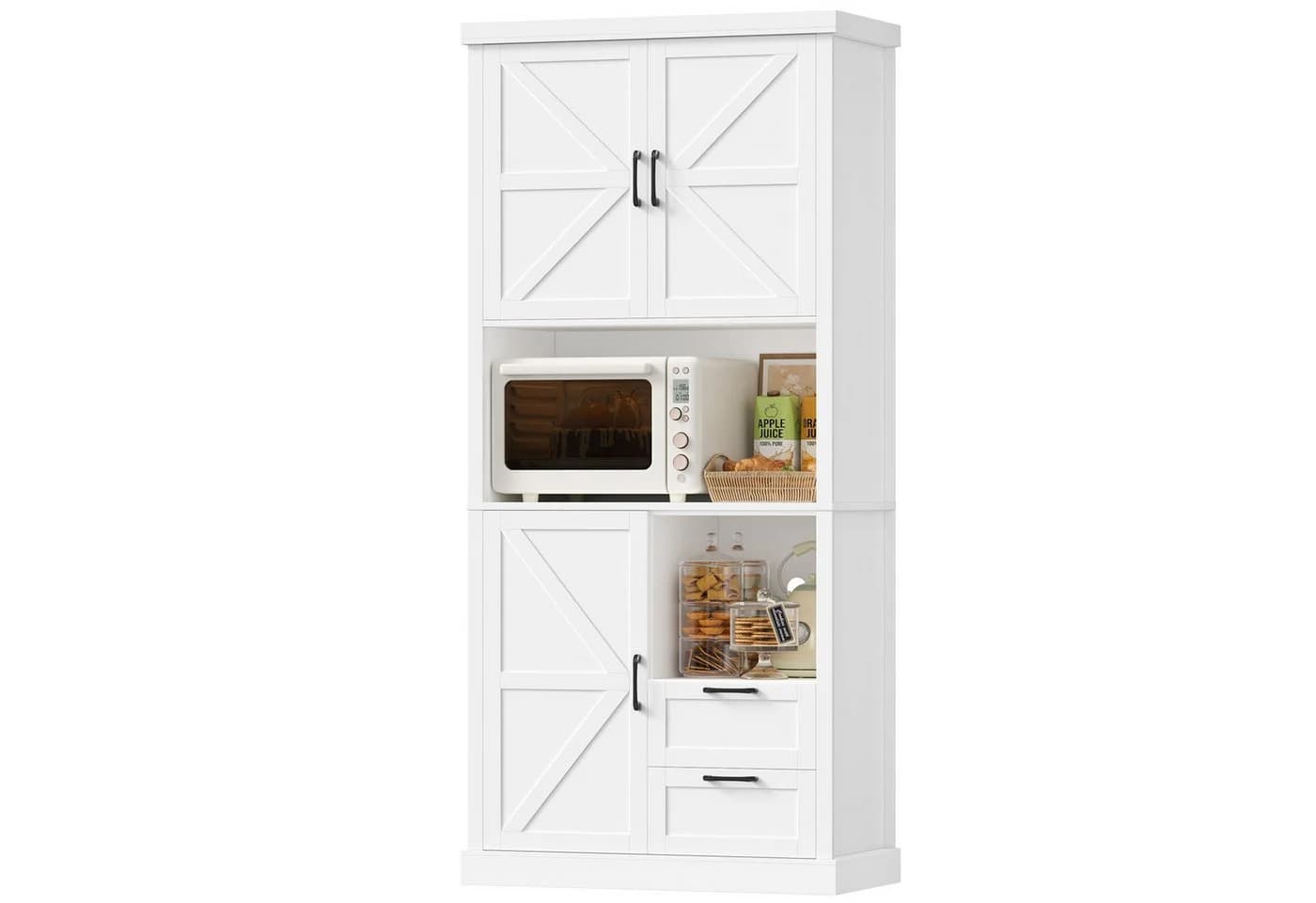 HOMECHO Küchenbuffet Küchenschrank mit 7 Fächern Weiß - Bild 2