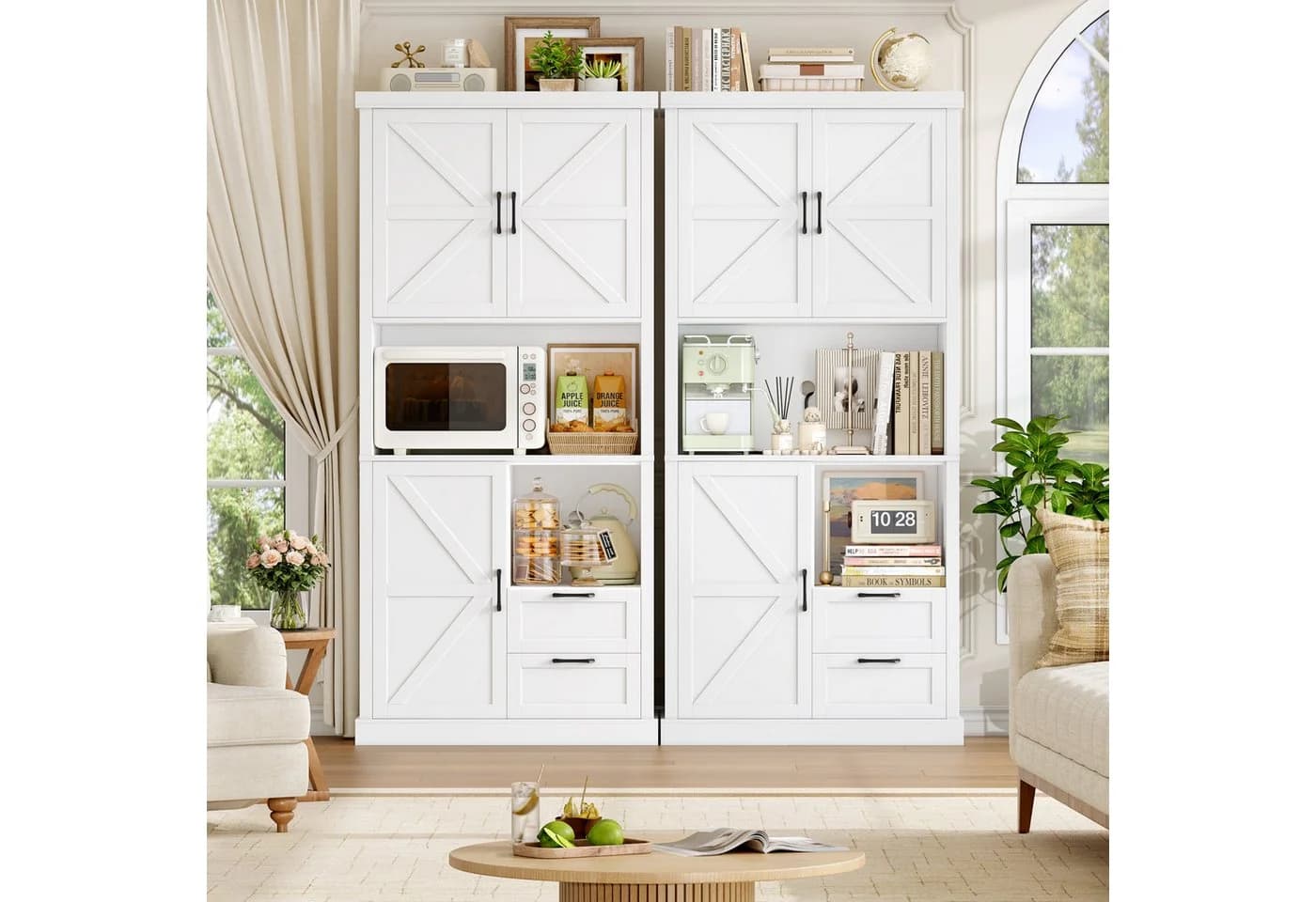 HOMECHO Küchenbuffet Küchenschrank mit 7 Fächern Weiß - Bild 5
