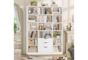 HOMECHO Bücherregal 16 Fächer 3 Schubladen Weiß Modern Bild 1