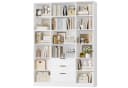 HOMECHO Bücherregal 16 Fächer 3 Schubladen Weiß Modern Bild 2