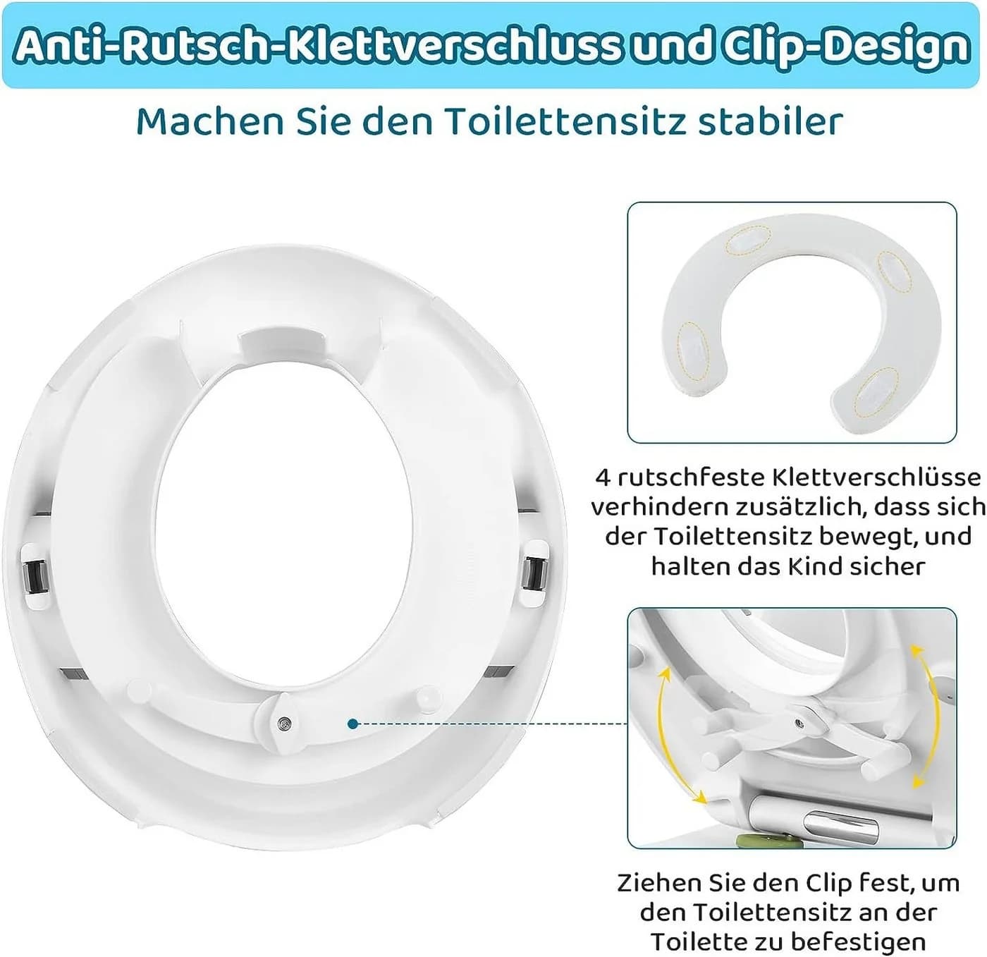 TLGREEN Baby-Toilettensitz Kinder WC Sitz mit PU-Kissen und Handläufen Weiß - Bild 4