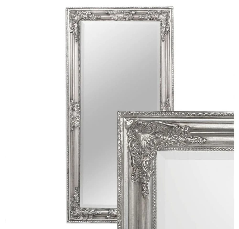 LebensWohnArt Wandspiegel Barock BESSA 100x50cm Silber-Antik Holzrahmen - Bild 2