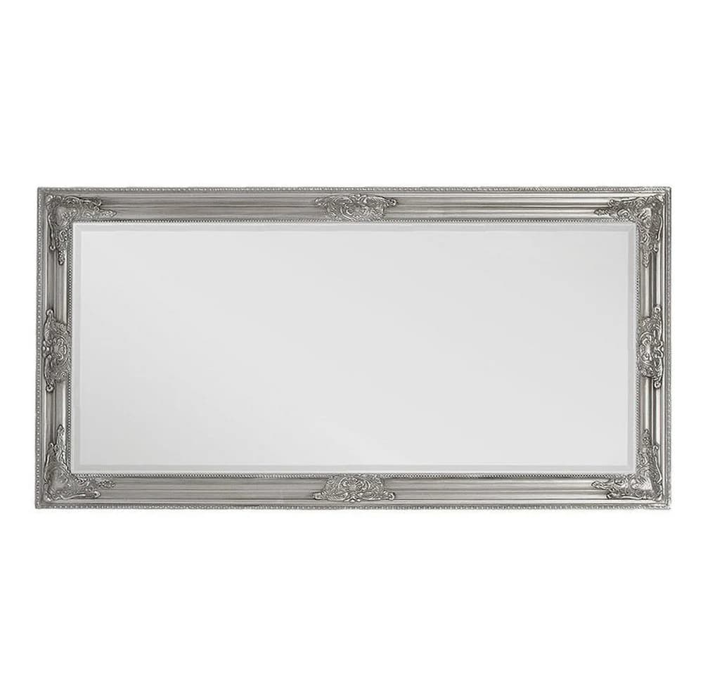 LebensWohnArt Wandspiegel Barock BESSA 100x50cm Silber-Antik Holzrahmen - Bild 4