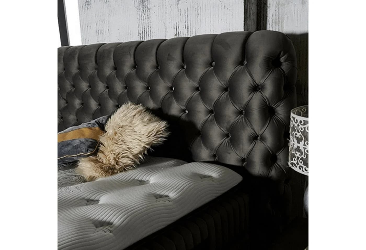 gowoll Boxspringbett Fluffy Grau mit Matratze und Topper 140x200 160x200 180x200 - Bild 4