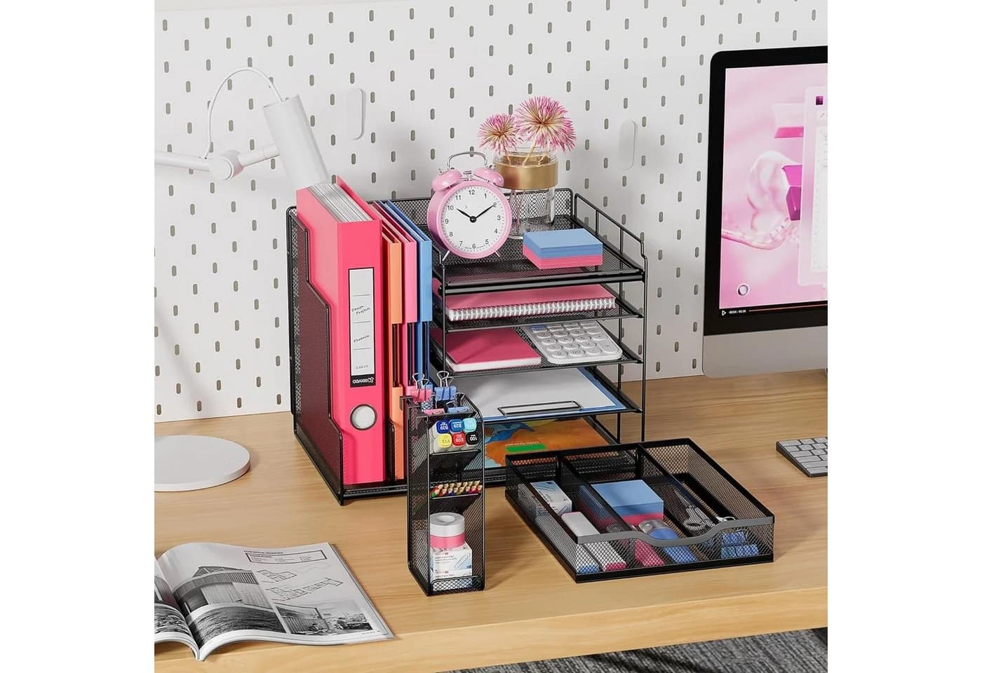 SURFOU Schreibtisch Organizer Schwarz 5-stufig mit Schublade - Bild 3
