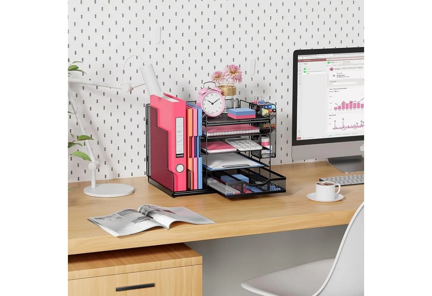 SURFOU Schreibtisch Organizer Schwarz 5-stufig mit Schublade - Bild 5