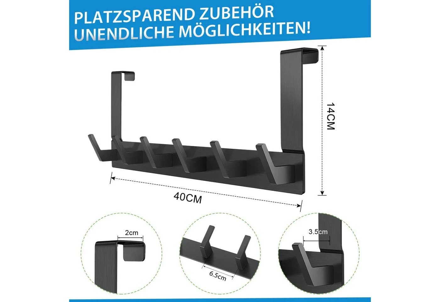 SURFOU Türhaken Kleiderhaken Tür 2er-Türhaken zum Einhängen Ohne bohren Handtuchhalter