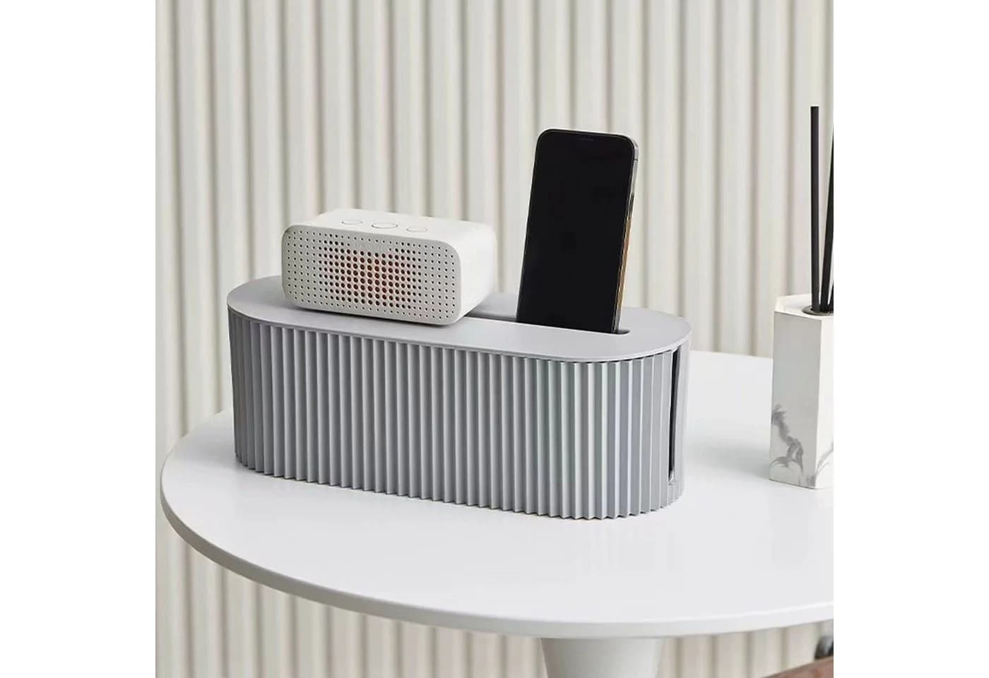 SURFOU Kabelbox Kabel Organizer Box Grau Kunststoff