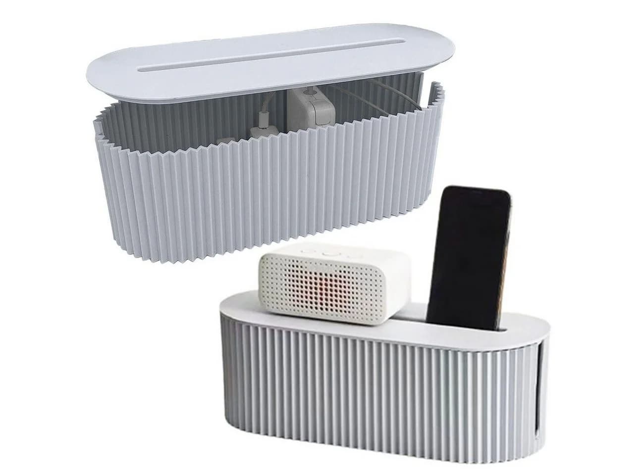 SURFOU Kabelbox Kabel Organizer Box Grau Kunststoff - Bild 2