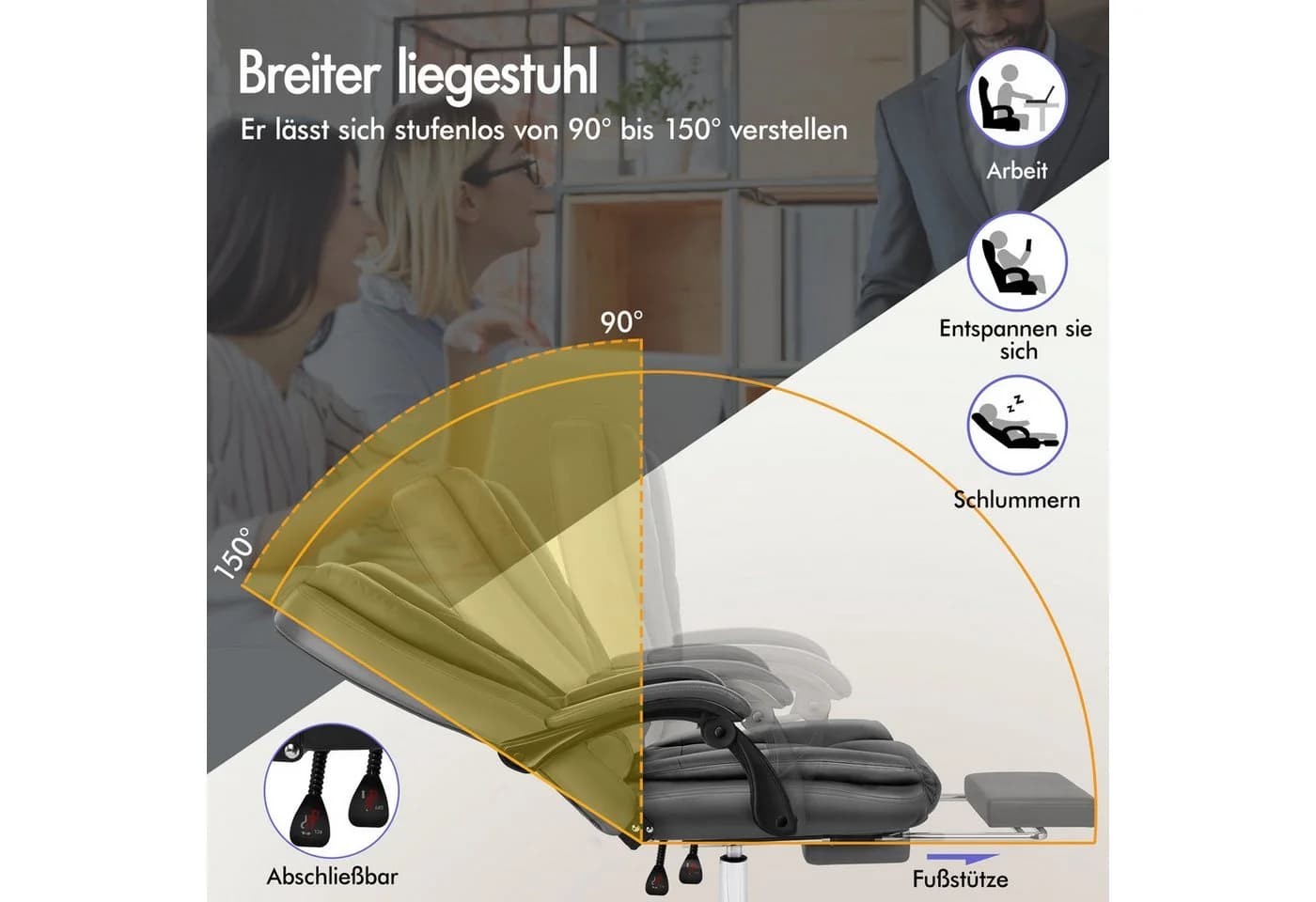 ALFORDSON Bürostuhl Gaming-Stuhl Massage-Computerstuhl Grau - Bild 5