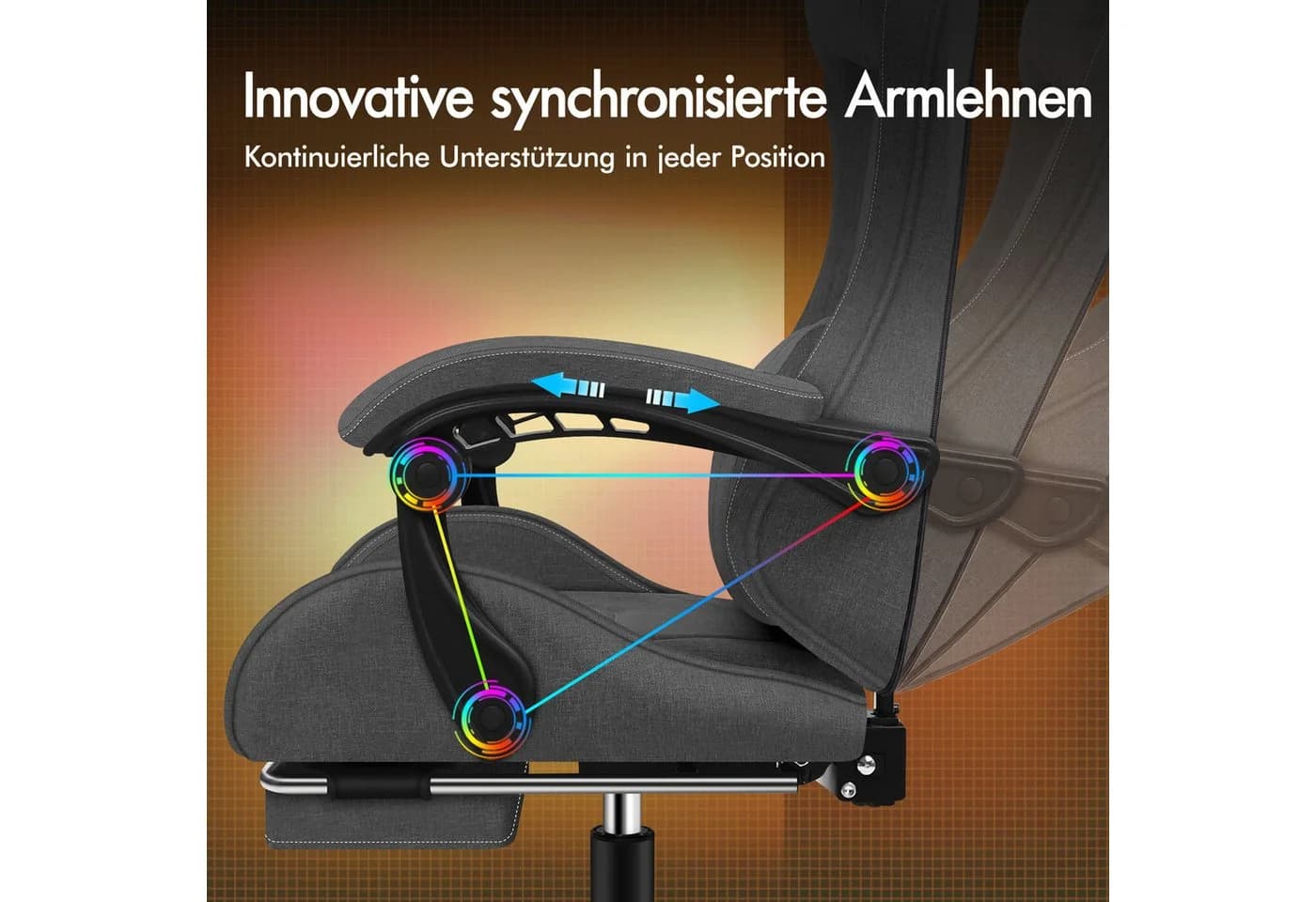 ALFORDSON Gaming-Stuhl Massage-Gaming-Stuhl Ergonomisch Grau - Bild 5