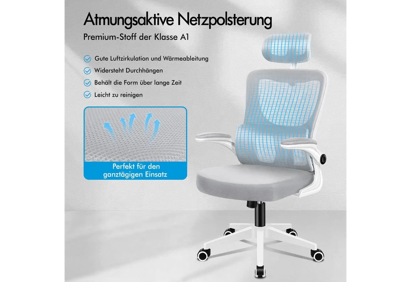 ALFORDSON Bürostuhl Ergonomisch Netzgewebe Selbsteinstellende Lendenstütze - Bild 5