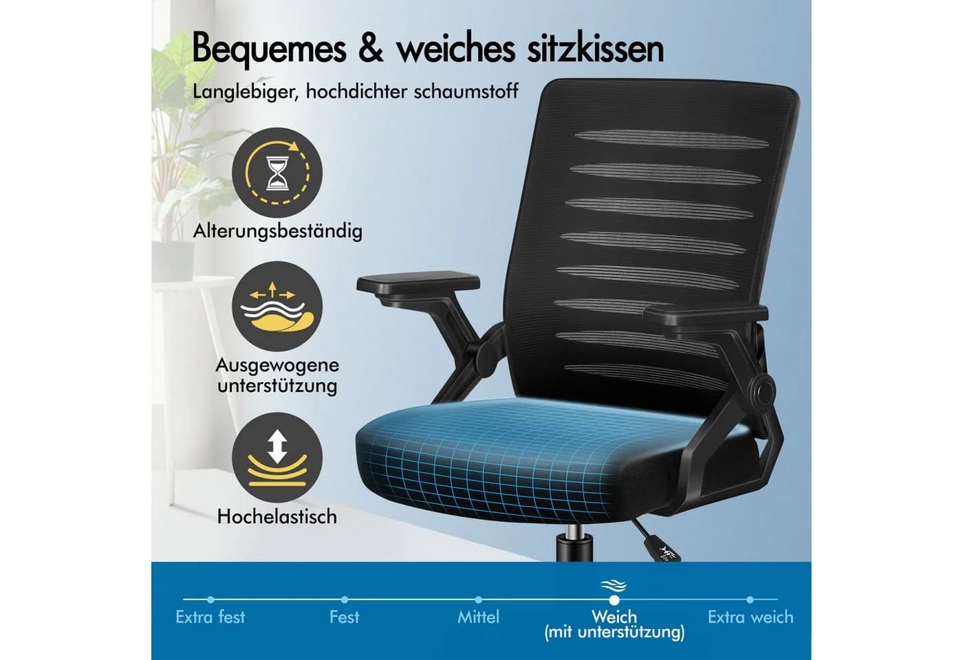 ALFORDSON Bürostuhl Schwarz mit Lendenwirbelstütze und verstellbaren Armlehnen - Bild 5