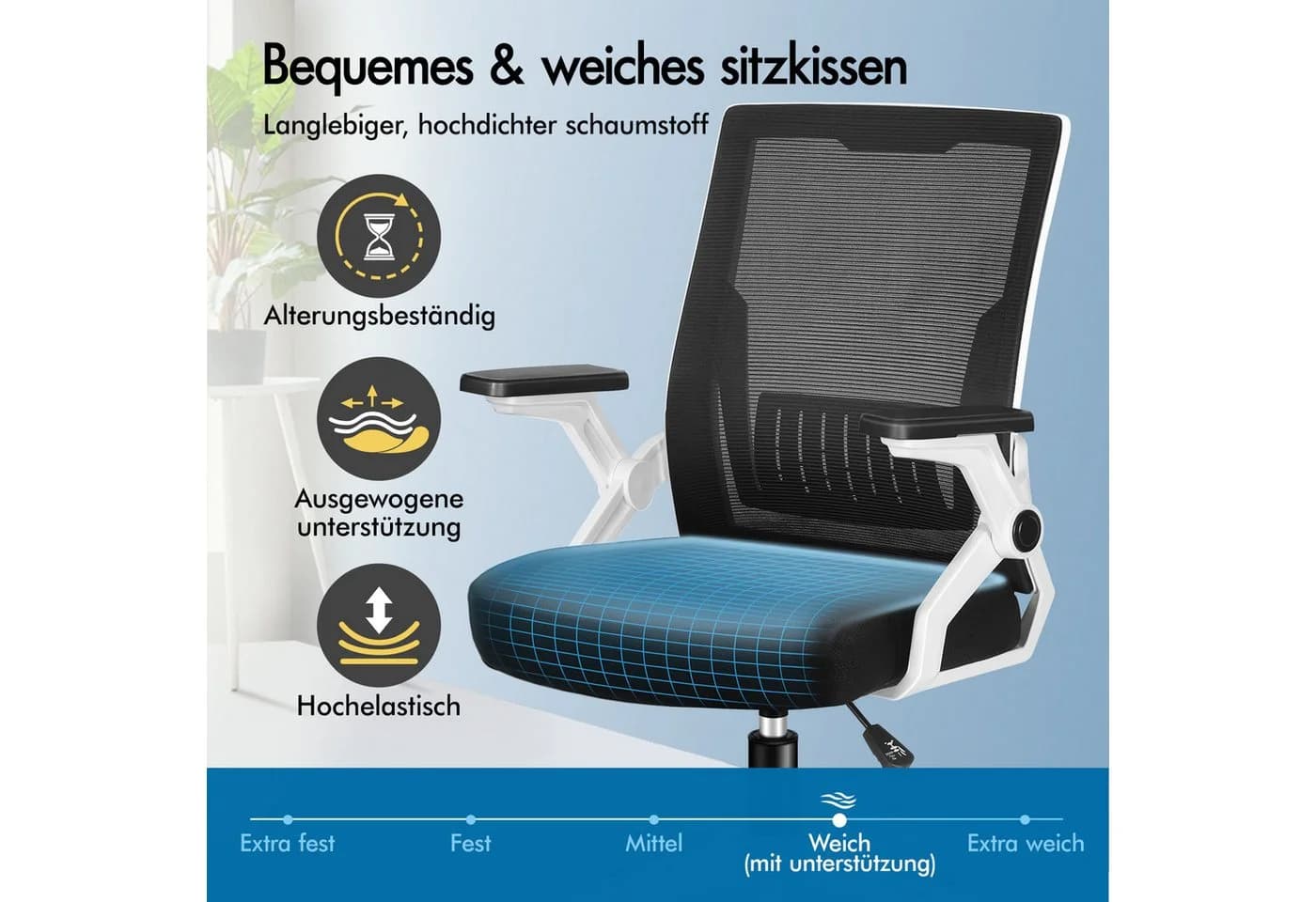 ALFORDSON Bürostuhl Ergonomisch Lendenwirbelstütze Schwarz/Weiß - Bild 5