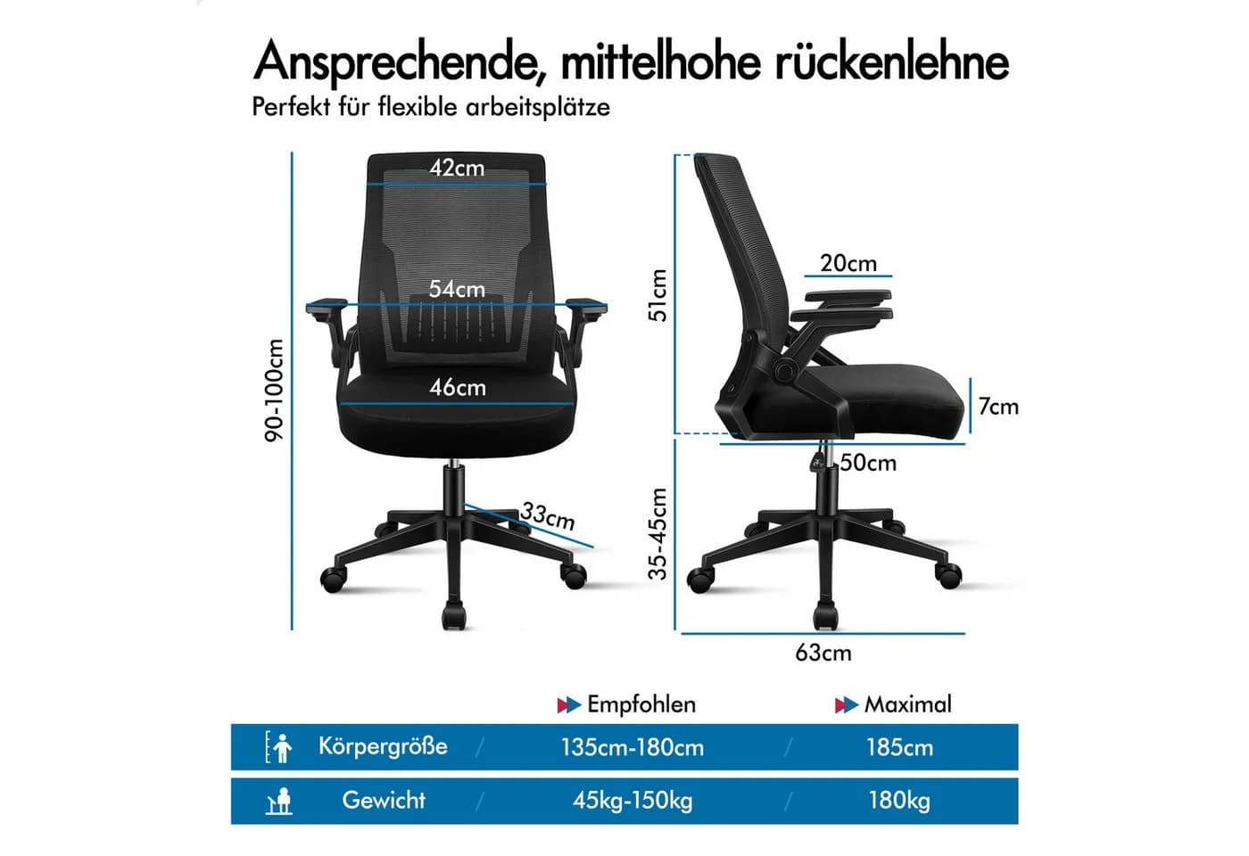 ALFORDSON Bürostuhl Ergonomisch Schwarz
