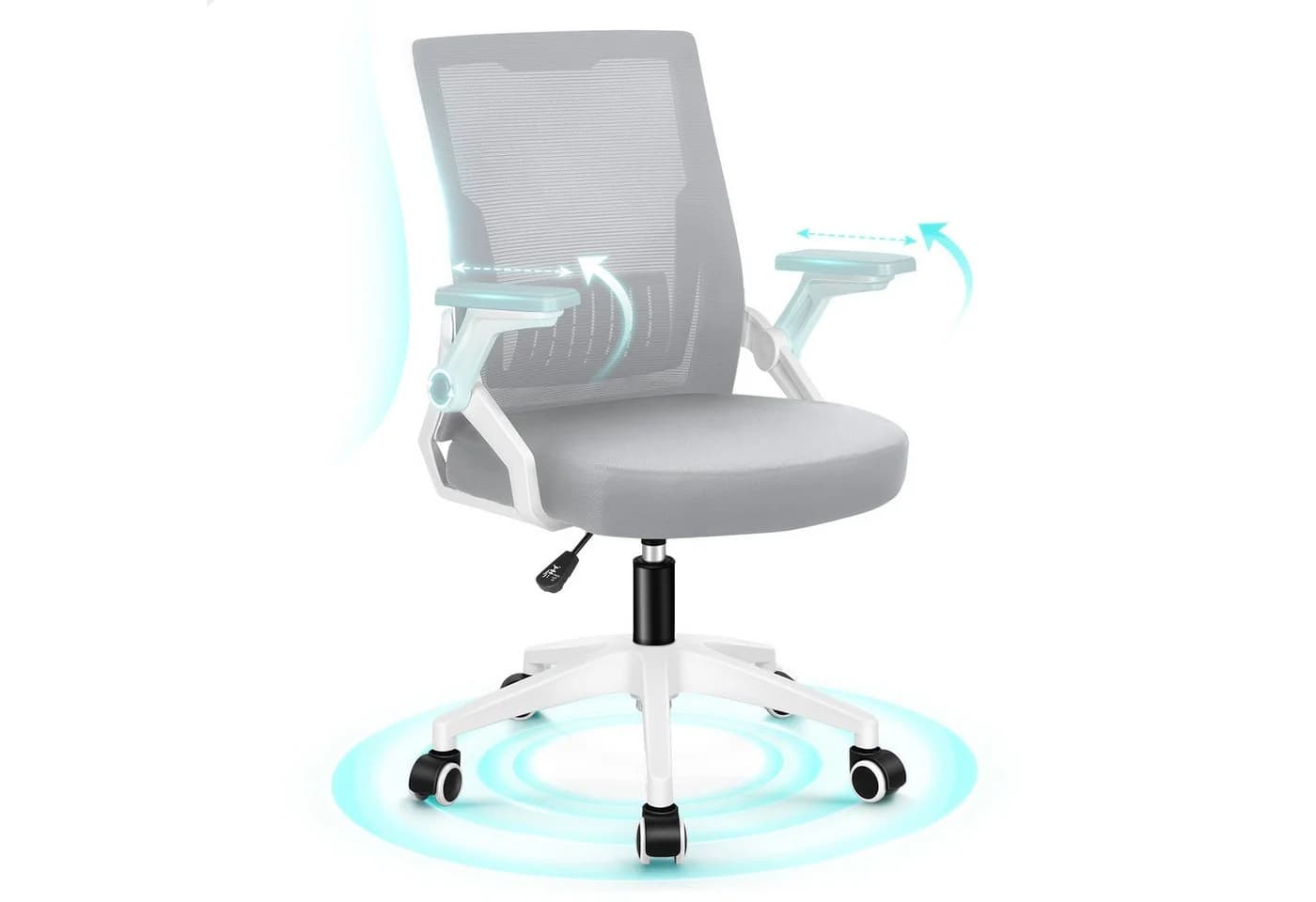 ALFORDSON Bürostuhl Ergonomisch Netz Lendenwirbelstütze Klappbare Armlehnen - Bild 2