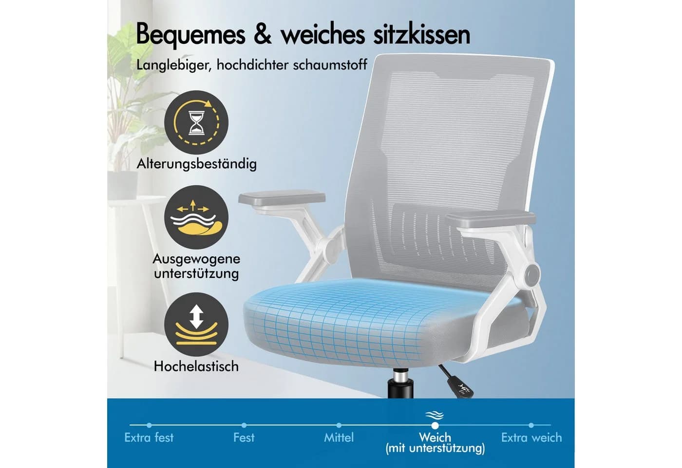 ALFORDSON Bürostuhl Ergonomisch Netz Lendenwirbelstütze Klappbare Armlehnen - Bild 5