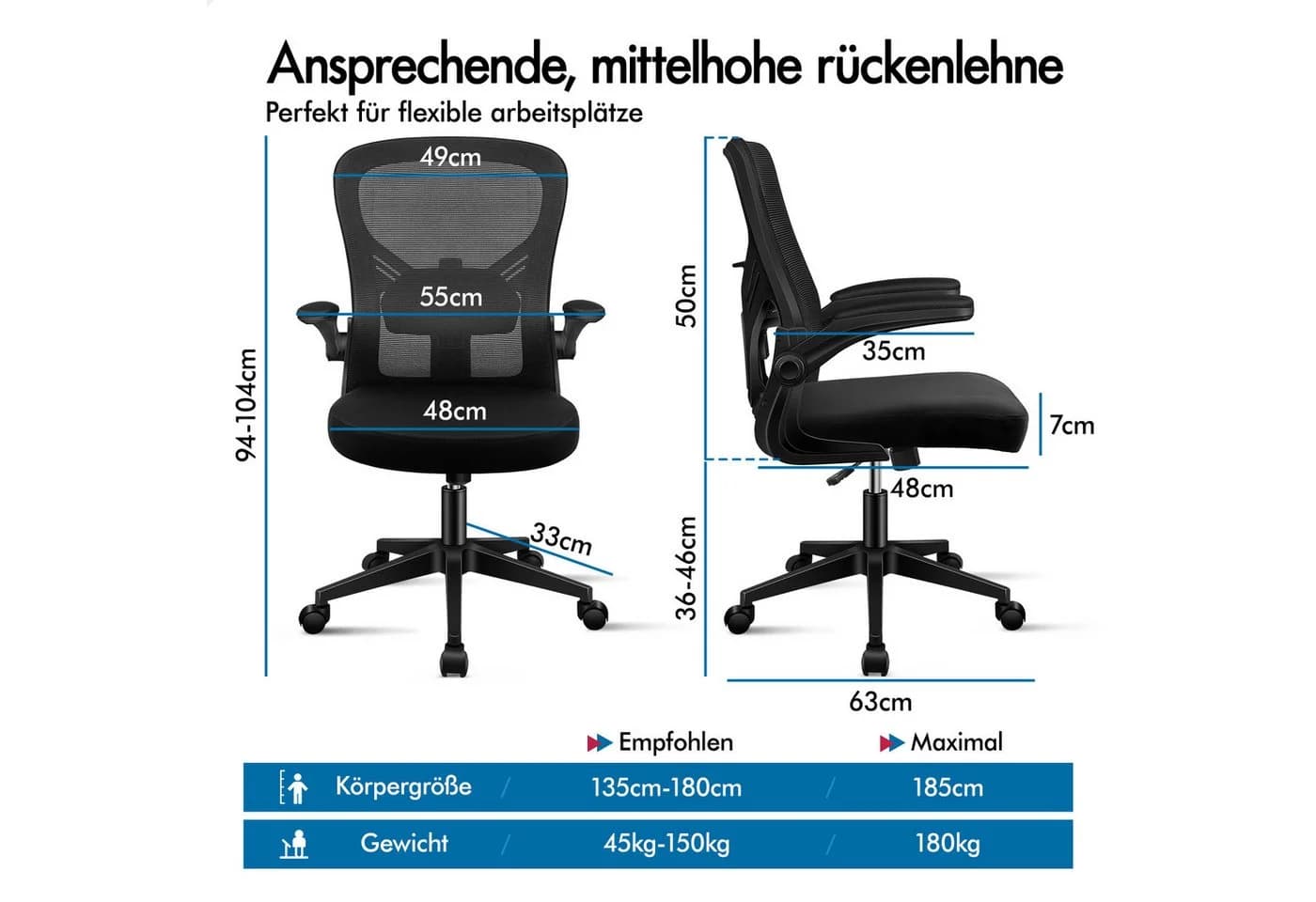 ALFORDSON Bürostuhl Ergonomisch Schwarz