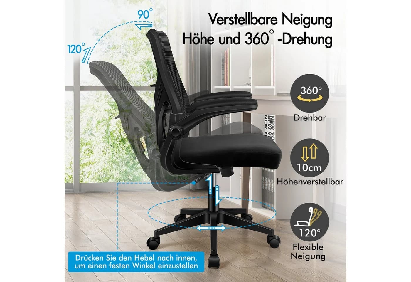 ALFORDSON Bürostuhl Ergonomisch Schwarz - Bild 3